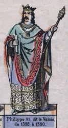 Portrait de Philippe VI de France, dit Philippe de Valois (1294-1350) (dynastie des Capétiens). Illustration fin 19ème siècle.