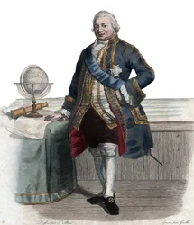 Portrait de Pierre André de Suffren de Saint-Tropez, bailli de Suffren (1729-1788), amiral français. Illustration de « Le Plutarque Français » par Edmond Mennechet.