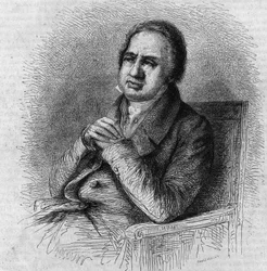 Portrait de Pierre Simon Ballanche (1776-1847), écrivain et philosophe français. Gravure par Bocour dans « Le Magasin Pittoresque »