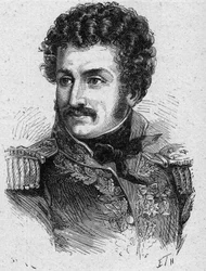 Portrait de Pierre Yriex Daumesnil (1776-1832), général français pendant le Premier Empire et la Restauration - Gravure de 1889 - Collection privée