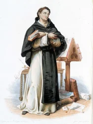 Portrait de Saint Bernard de Clairvaux (San Bernardo di Chiaravalle) (1090 - 1153) - dans « Le Plutarque français », par Mennechet