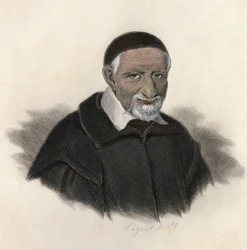 Portrait de Saint Vincent de Paul (1581-1660), prêtre et aumônier français. dans "Portraits des Hommes Utiles"