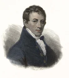 Portrait de Sir Humphry Davy (1778-1829), chimiste et physicien anglais. Dans "Portraits d