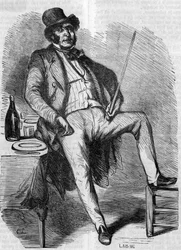 Portrait de Vautrin, personnage du roman "Le Père Goriot". Gravure du milieu du 19e siècle. Illustration pour "Le Père Goriot" de Honoré de Balzac (1799-1850).
