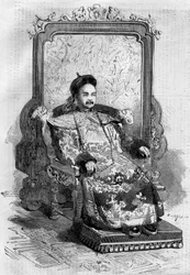 Portrait de Xianfeng (1831-1861), empereur de Chine de la dynastie Qing. Gravure dans « Le Monde Illustré » n°199 du 2 février