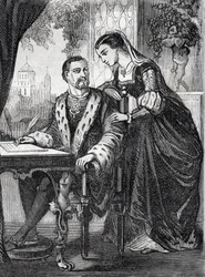 Portrait du roi de France Henri II (1519-1559) et de Diane de Poitiers (1499-1566) - gravure