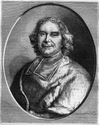 Portrait du cardinal André Hercule de Fleury (1653-1743), cardinal, premier ministre de Louis XV. Gravure dans "Histoire des Papes-Rois-Reines et Empereurs à travers les siècles" par Maurice Lachatre