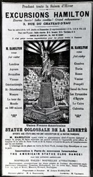 Affiche publicitaire pour Excursions Hamilton, vers 1890