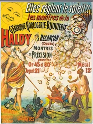 Affiche publicitaire pour Horlogerie-Bijouterie Haldy, avant 1890