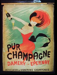 Affiche publicitaire pour Pur Champagne, de Damery, Épernay