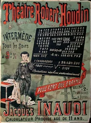 Affiche publicitaire pour une apparition de Jacques Inaudi (1867-1939) au Théâtre Robert Houdin, Paris, 1878