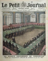 Présentation des conditions de paix alliées aux délégués allemands le 7 mai 1919 à Versailles, couverture de Le Petit Journal, 25 mai 1919