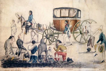 Prêtre apportant la Communion aux malades et mourants, vers 1850