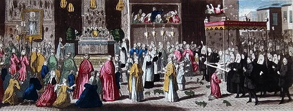 Procession pendant la Fête-Dieu à Paris