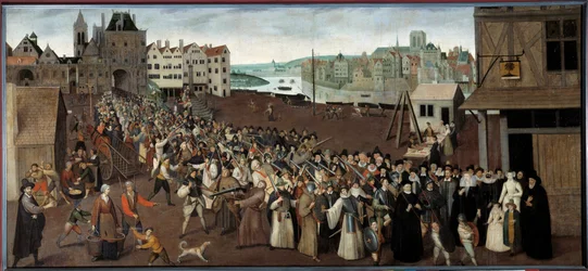 Procession de la Ligue sur la Place de Grève quittant l