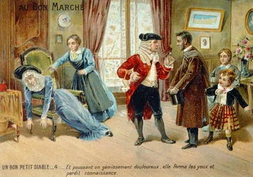 Carte promotionnelle publicitaire pour Le Bon Petit Diable par la Comtesse de Ségur, fin du XIXe siècle