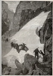 Pyrénées - ascension du Pic du Midi - gravure dans "PATRIE" - DESCRIPTION PICTURESQUE DE LA FRANCE EN 6 VOLUMES PAR LUCIEN HUARD - fin 19ème siècle