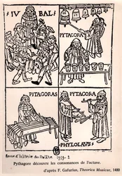 Pythagore (c.580-500 av. J.-C.) découvrant les consonances de l