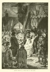 La reine Philippa aux pieds du roi