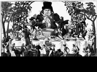 Rabelais : Gargantua avec son grand dais, gravure sur cuivre