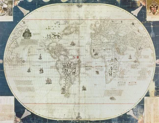 Carte du monde, conçue par Sébastien Cabot (c.1476-1557), 1544