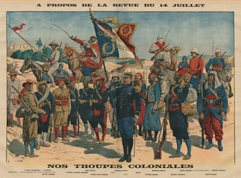 Revue du 14 juillet, nos troupes coloniales, illustration de «Le Petit Journal», supplément illustré, 13 juillet 1913