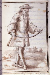 Rhabdomancie - rhabdomancie - sourcellerie - dans « Occult physics, ou Treat de la baguette divinatoire et de son utile pour la disouverte des sources des mines des caches, des thieves et des murtriers fugitives, etc » - par Pierre Le Lorrain (Abbé de