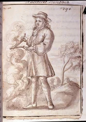 Rhabdomancie - rhabdomancie - sourcellerie - dans « Occult physics, ou Treat de la baguette divinatoire et de son utile pour la disouverte des sources des mines des caches, des thieves et des murtriers fugitives, etc » - par Pierre Le Lorrain (Abbé de