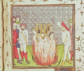 Roy 20 C VII f.44v Brûlure des Templiers, vers 1308 (vélin)
