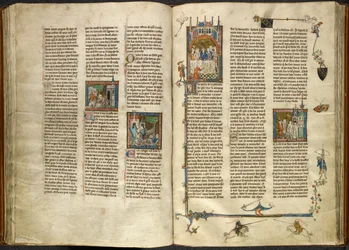 Lancelot retirant la tête de son grand-père décapité, le roi, d