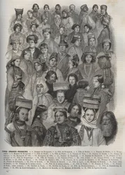 Russie - différents types de Grands Russes - 1 : femme de Novgorod - 2 : fille de Novgorod - 3 : fille de Psokv - 4 : femme de Psokv - 5 : Novgorodien - 6 : homme de Novgorod - 7 : femme de Psokv - 8 : fille de Psokv - 9 : femme de Tver - 10 : femme de Toy