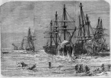 Navires russes pris dans les glaces, à l