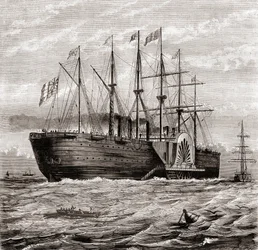 SS Great Eastern, navire à vapeur en fer conçu par Isambard Kingdom Brunel, de Les Merveilles de la Science, publié vers 1870 (gravure)
