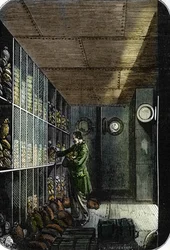 Coffre-fort de la Banque de France à Paris (gravure en couleur)