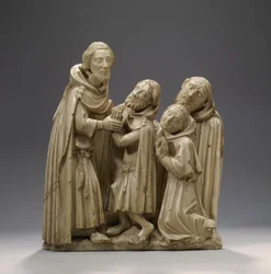 Saint Elzéar de Sabran guérissant trois lépreux