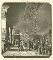Salle de lecture du Cercle Francais nouvellement fonde a Rome (engraving)