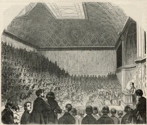 Salle des cours au Collège de France à Paris au XIXe siècle - Gravure dans « Tableau-de-Paris » par Edmond Texier 1852