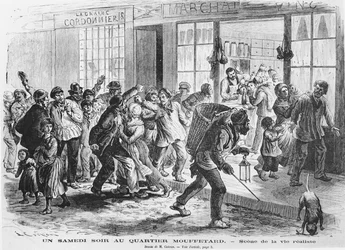 Samedi soir dans le quartier Mouffetard, vers 1860
