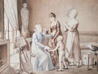 Scène de vie familiale, début du XIXe siècle