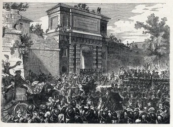 Deuxième coalition : la bataille de Hohenlinden (près de Munich, Allemagne) le 12 Frimaire an IX (3 décembre 1800) entre les troupes françaises du général Jean Victor Moreau et les forces autrichiennes et bavaroises commandées par l