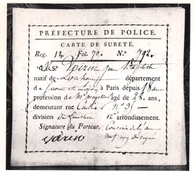 Carte de sécurité, 1808