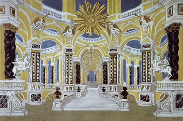 Décor de scène pour La Flûte enchantée de Wolfgang Amadeus Mozart (1756-91)