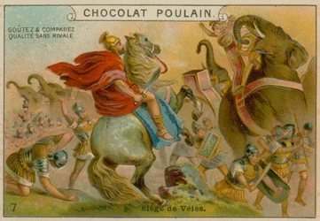 Siège de Véies, carte de commerce Chocolat Poulain