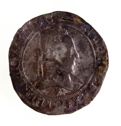 Teston français en argent, règne du roi Henri III de France (1574-1589) Diam. 3,5 cm Naples, musée archéologique