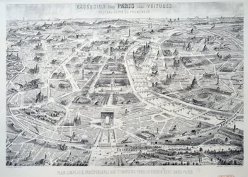 Plan simplifié de Paris indispensable aux étrangers pour se guider seuls dans la ville. Planche tirée de "Nouveau guide du promeneur, excursion de Paris sans voiture" 20e siècle Paris, Musée Carnavalet