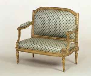 Petite banquette Louis XVI, estampillée par J.P. Boulard, vers 1775