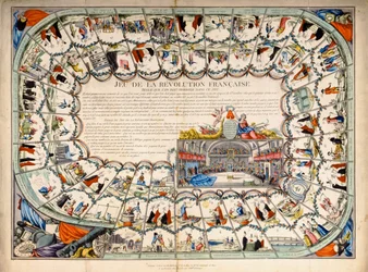 Jeu de serpents et échelles basé sur la Révolution française, 1791