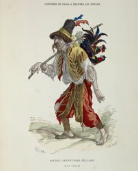 Soldat aventurier pillard (vagabond) au XVIe siècle - dans « Le costume de Paris à travers les siècles »