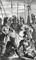 Les soldats tirant au sort pour la division des vêtements de Jésus-Christ (gravure sur cuivre)