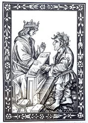 Salomon et Marcoul, illustration de Science et Littérature au Moyen Âge et à la Renaissance, écrit et gravé par Paul Lacroix, 1878